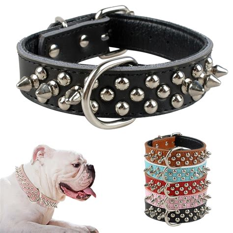 Stylish Studded Leather Dog Collar for All Breeds